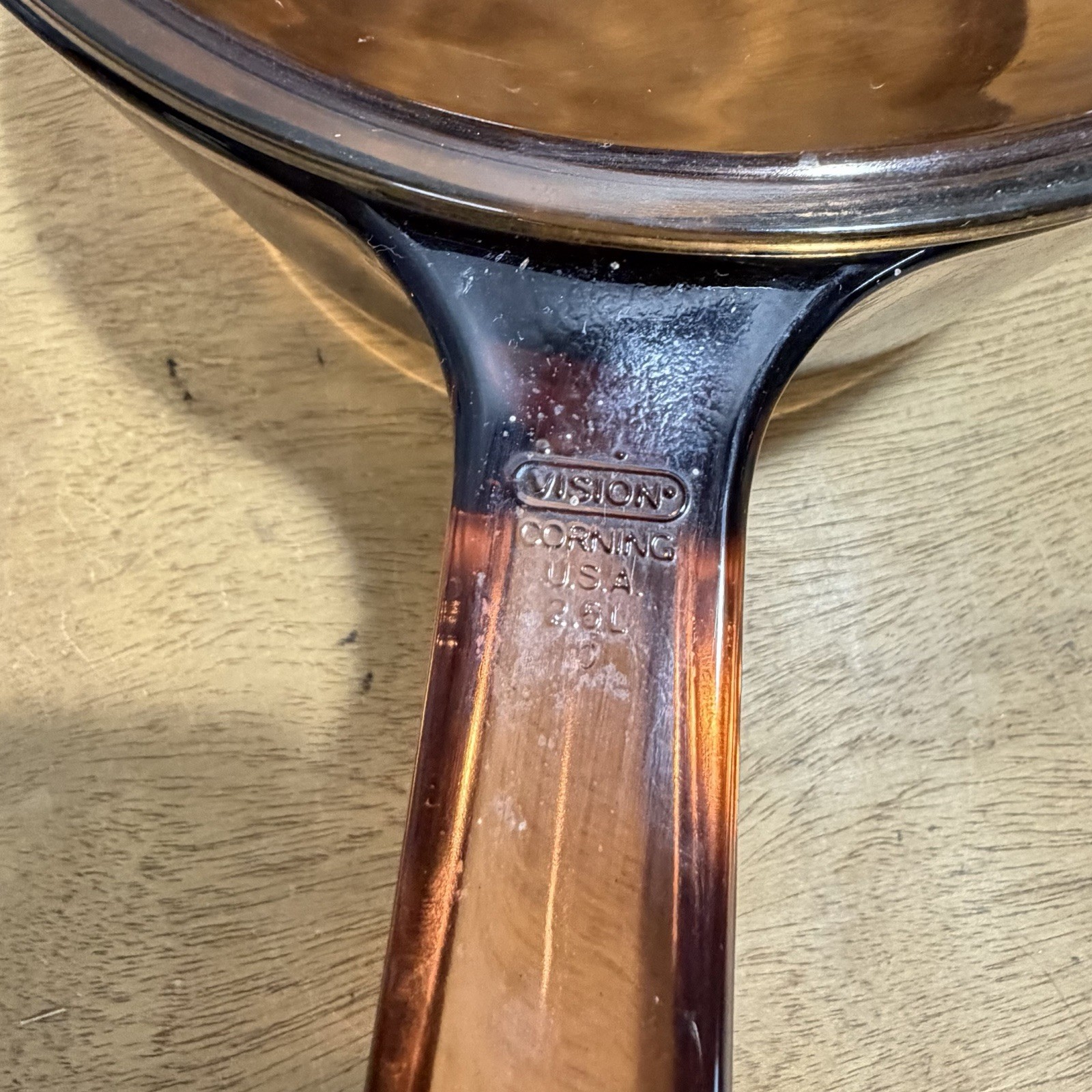 Corning Amber Vision Ware 2.5 Liter Saucepan Pot w/V-2.5-C Lid Vintage