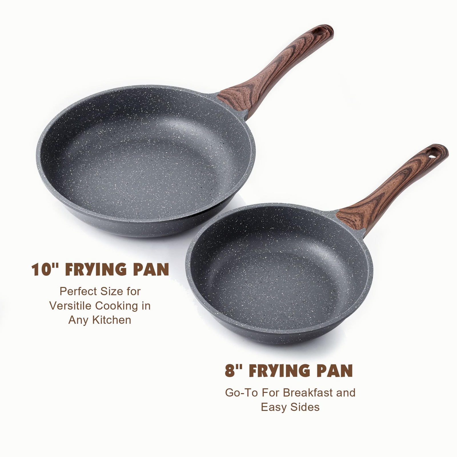 Frying Pan Nonstick Swiss Granite Coating PFOA Free 8 Inch 8/9.5/10/11/12.5 Inch