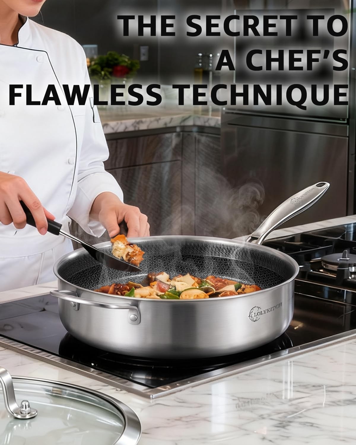 6 QT Large Skillet with Lid, 12 Inch Nonstick Deep Frying Pan