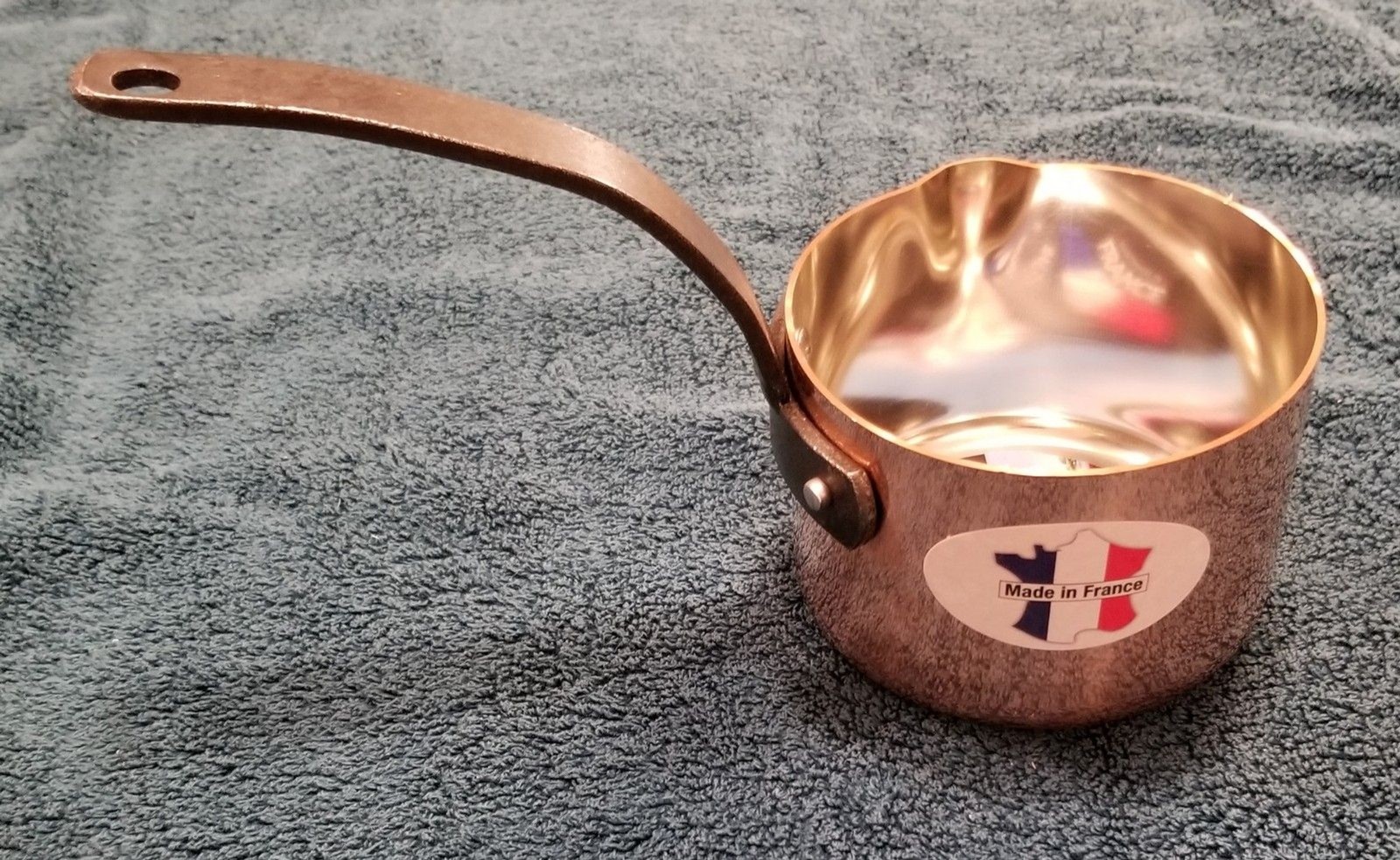 Baumalu copper pan 4 1/4″ with cast iron handle new made in France tin lined