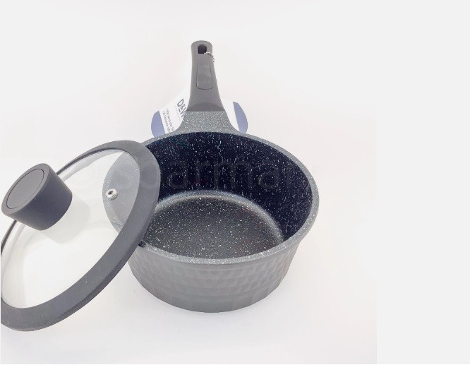 Premium Saucepan Casserole NonStick With Lid 7 inch 1.9 Qt Black Deane&White New