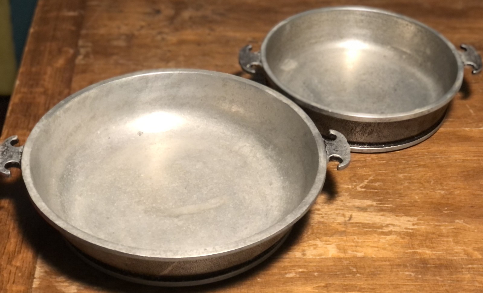 Two Vintage Guardian Service Hammered Aluminum Cookware Casserole Frying Pans