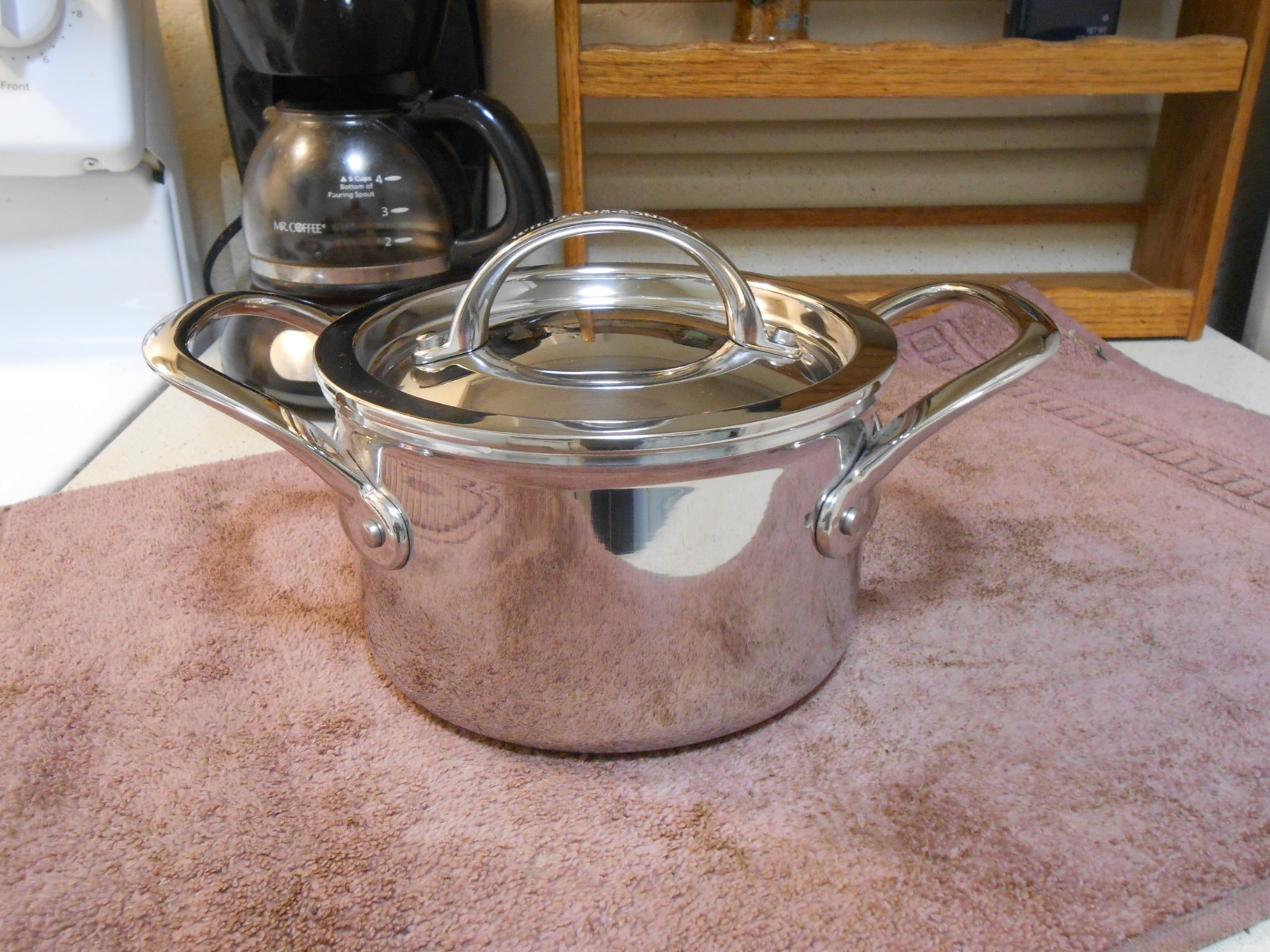 WILLIAMS SONOMA 2 Qt. Saucepan & Lid Stainless Thermo-Clad HESTAN Italy BLEMISH