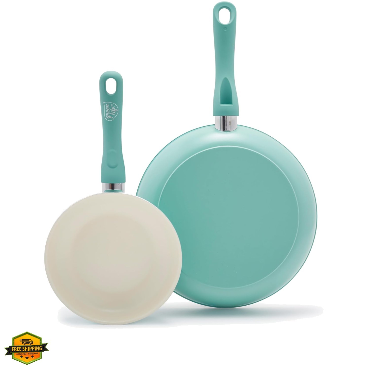 Non Stick Fry Pan Set 7″ & 10″, Non-Toxic PFAS-Free Ceramic Skillets, Dishwas…