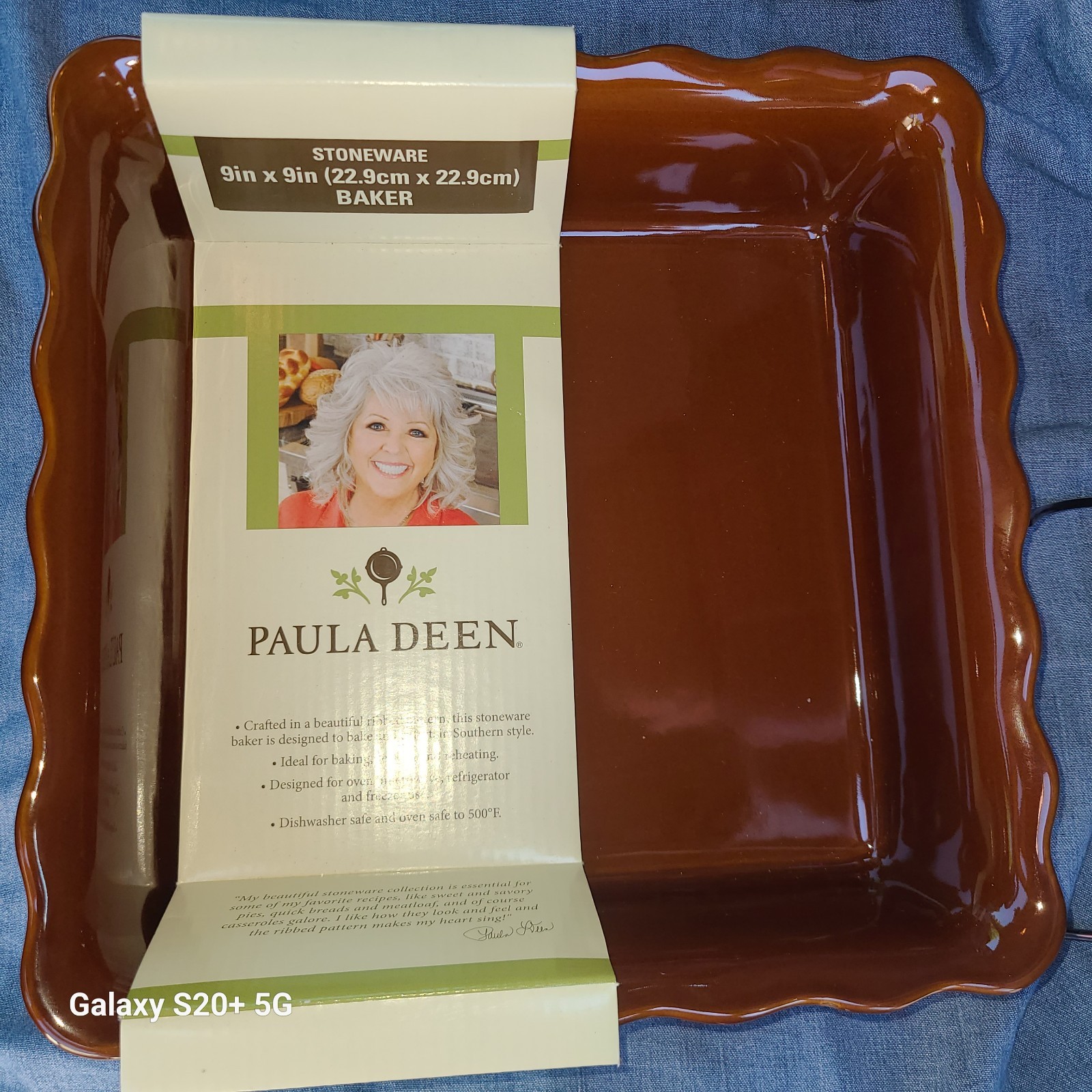 New Paula Deen BAKER 9×9″ Ruffled Edge 3 Qt Stoneware 53001 Casserole Dish