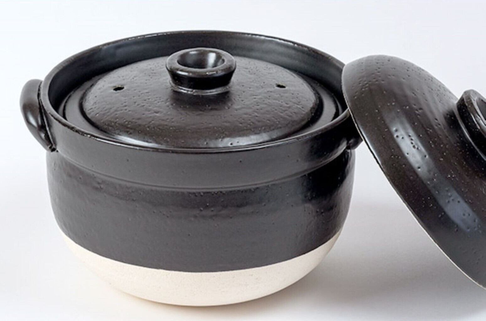 Japanese DONABE Earthen Rice Pot ZEPPIN Banko ware 3 cup/3-go Double Lid