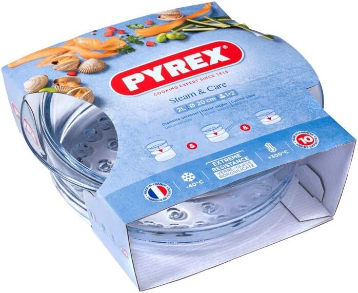 PYREX Steamer Glass Basket Borosilicate Clear Glass 20cm