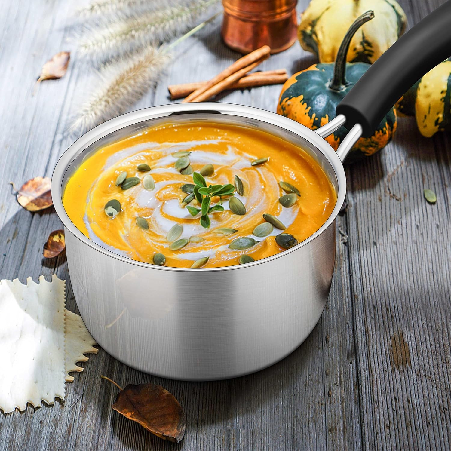 Herogo 1 Quart Saucepan with Lid, 18/10 Stainless Steel Small Sauce Pan Pot, 1Qt