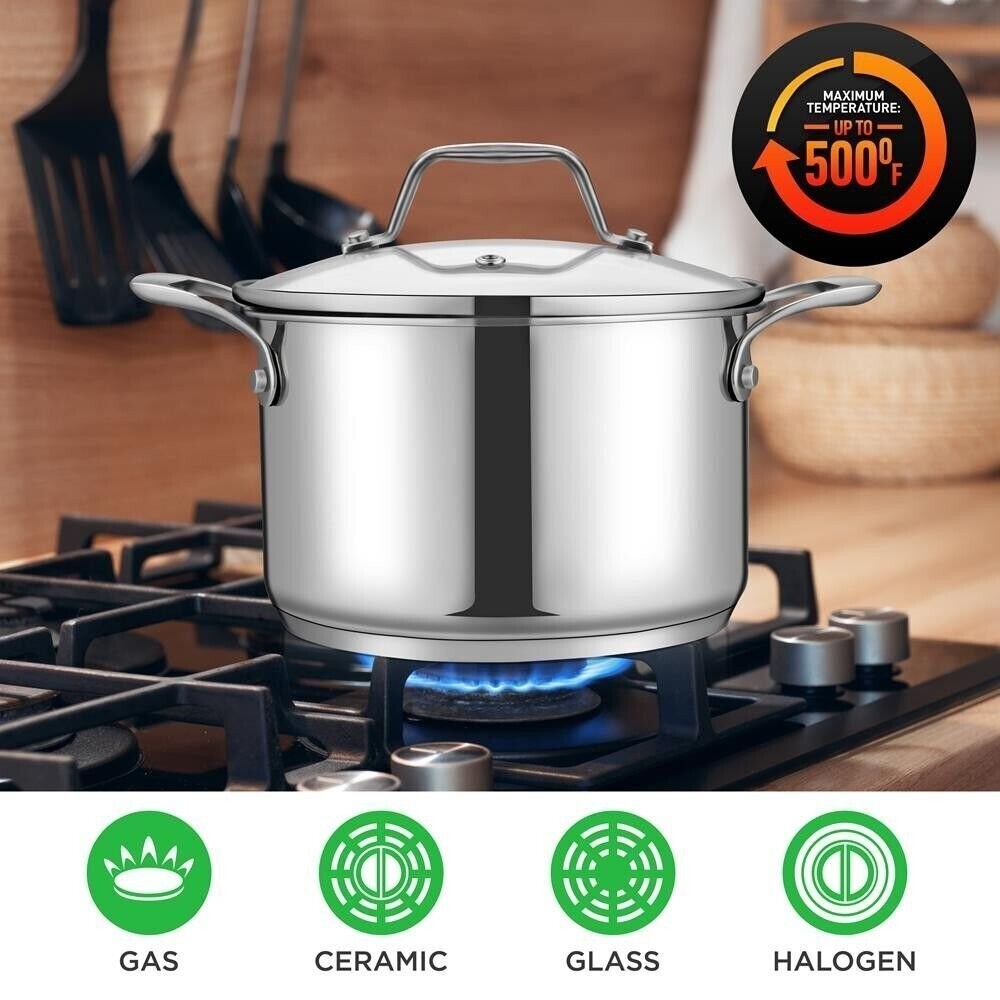 NutriChef Stainless Steel Cookware Soup Pot- 3 Quart, Heavy Duty Induction Pot