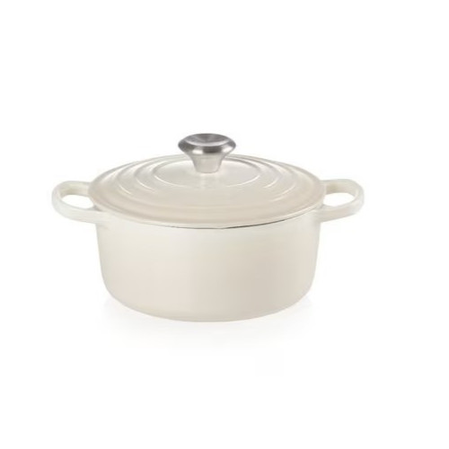 Le Creuset Signature Cocotte Ronde 18cm Merengue Cast Enamel Pot Silver Knob New