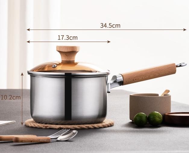 34.5×17.3x15cm Stainless Steel Milk Pot for Home Kitchen Cooking Needs