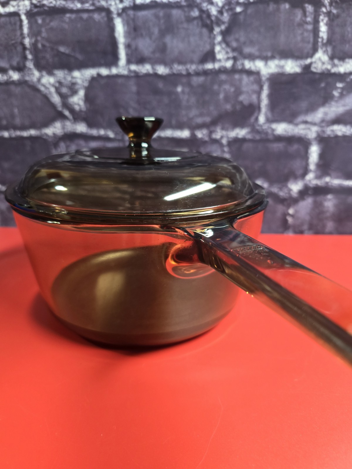 Corning Ware Visions 1.5L Amber Pan Pot with Lid USA Non Stick Vintage