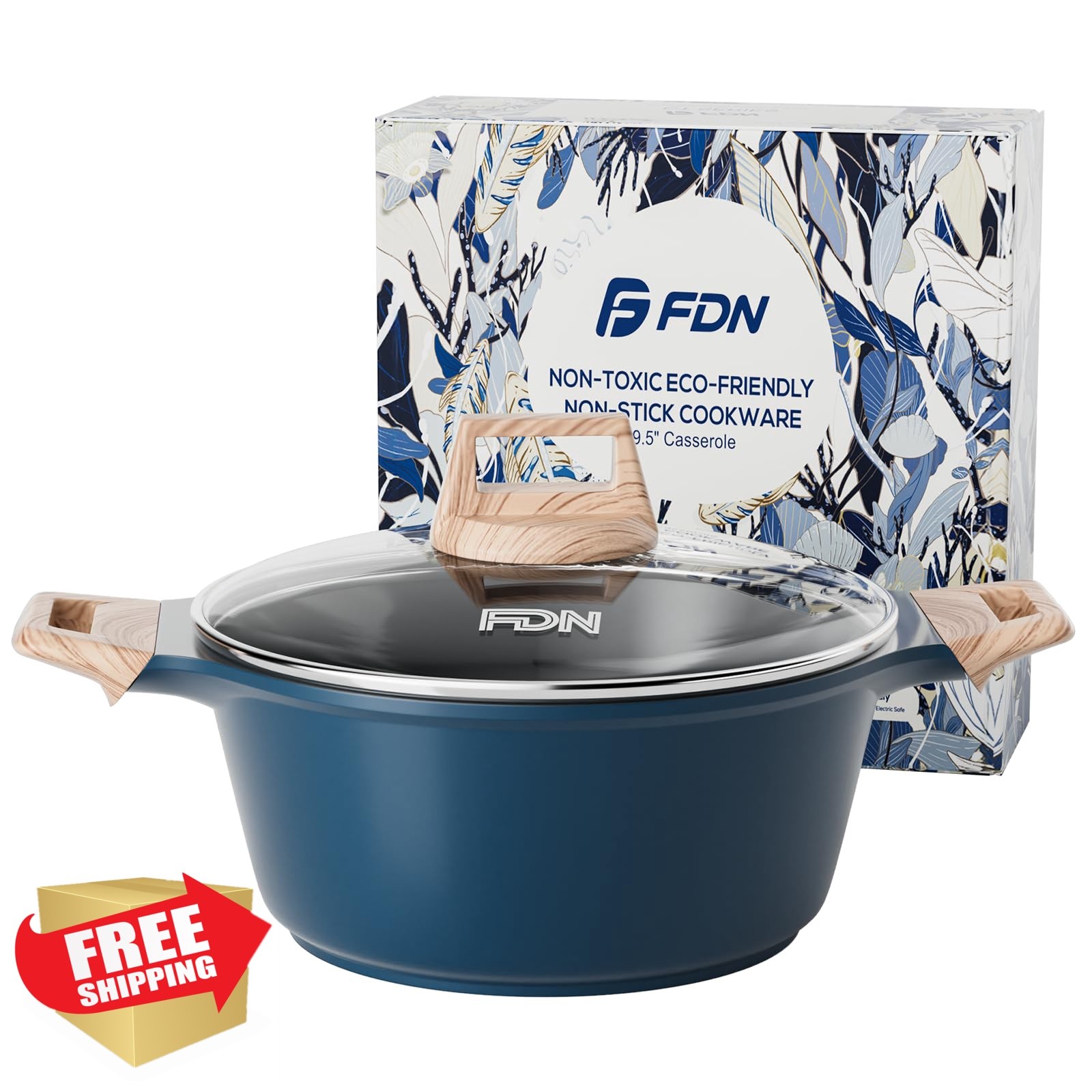 FDN Blue Titanium Ceramic Stock Pot with Lid