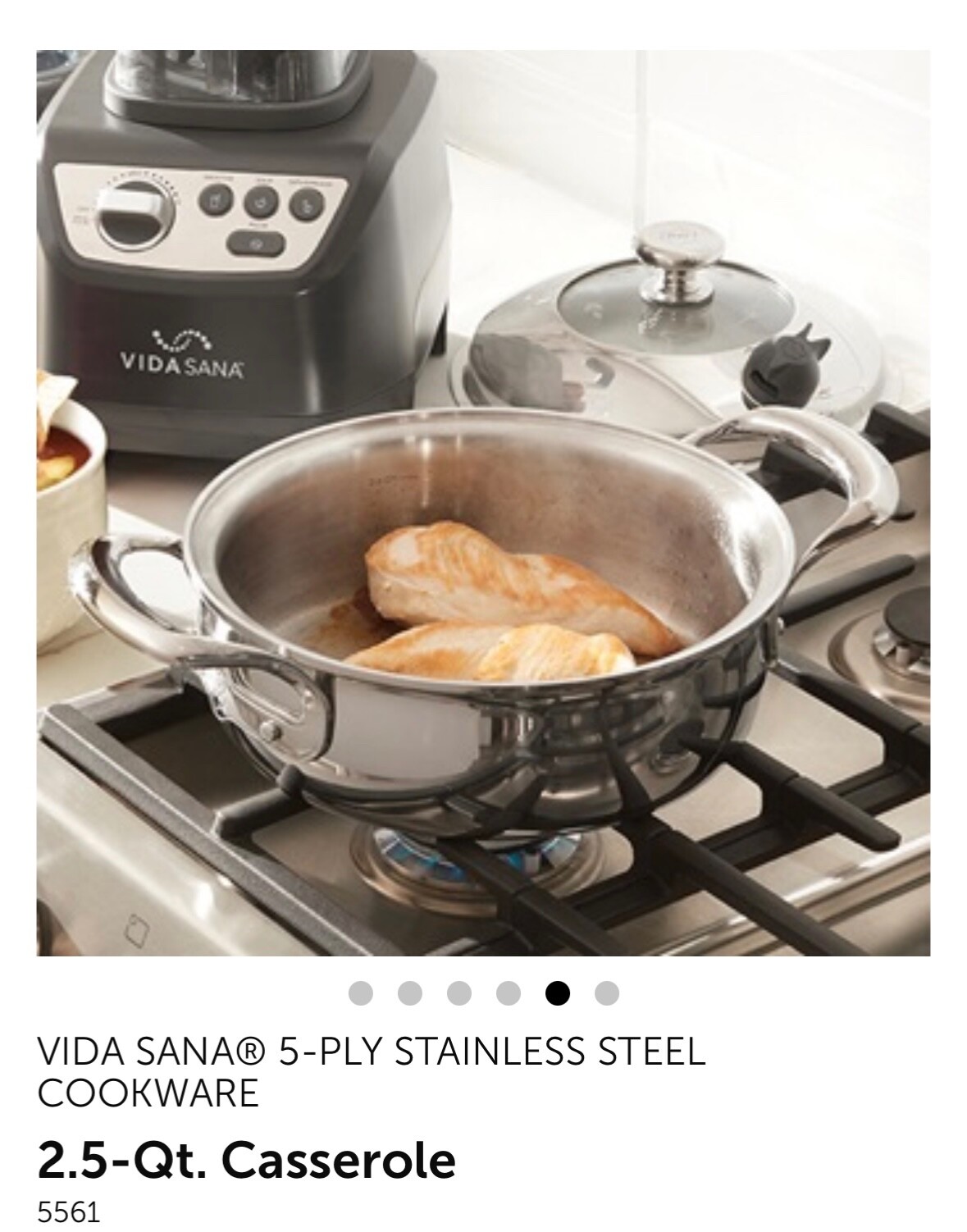 PRINCESS HOUSE STAINLESS STEEL VIDA SANA 5-PLY 2.5-Qt. Casserole