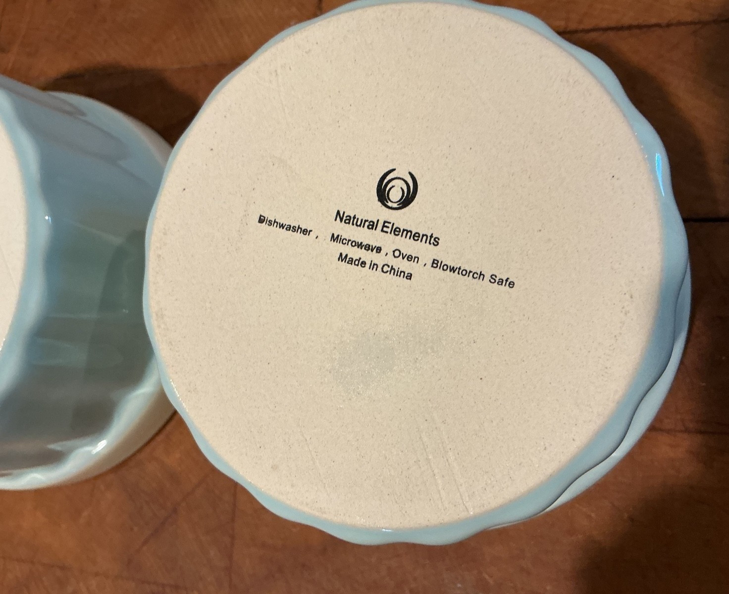 Set of 4 Light Blue & Cream 8 Ounce Ramekins Natural Elements from Kitchen Kraft