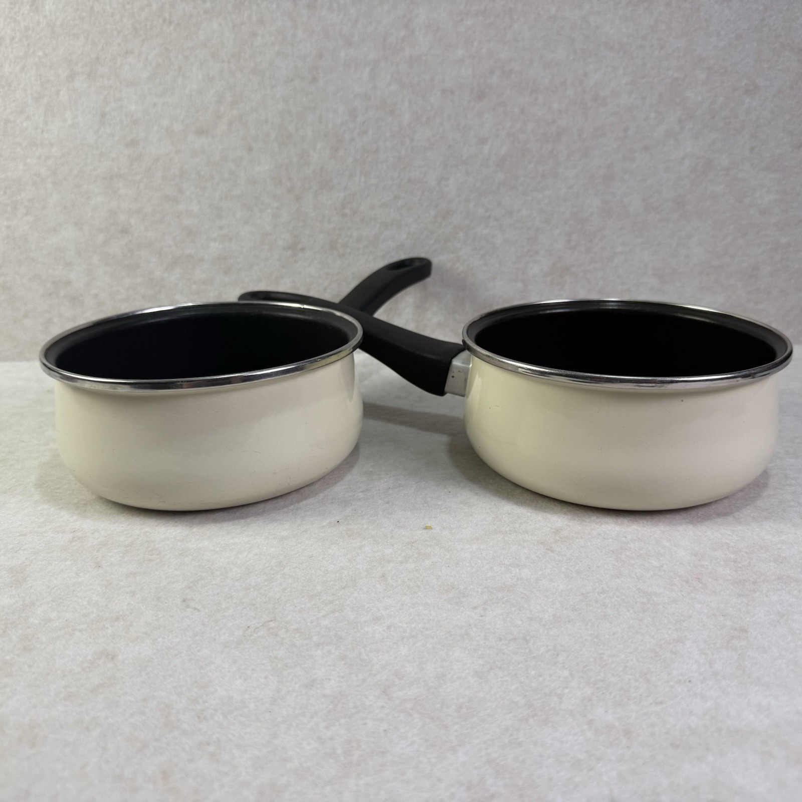 Megaware 1 Qt. Sauce Pan Small Pot Ceramic Cream No Lid – Made in Spain Set of 2