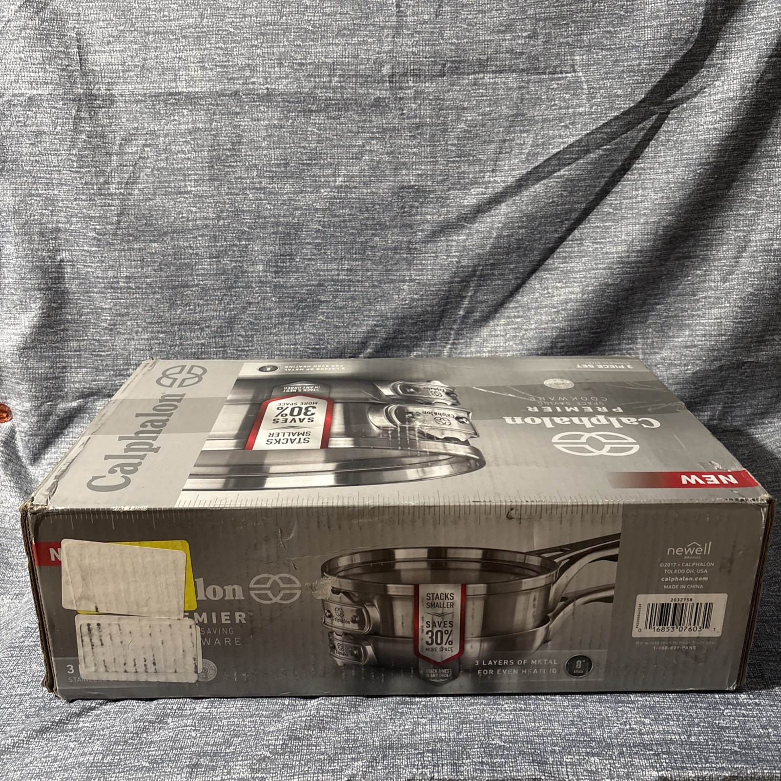 Calphalon Premier Cookware Set, Stainless Steel – 3 Piece Set (Defected Box)