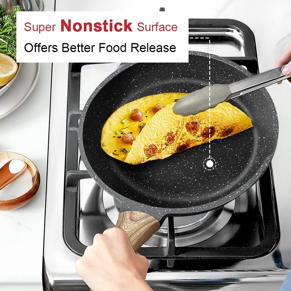 Caannasweis 12 Inch Nonstick Granite Frying Pan Skillet, Omelet Egg Pan