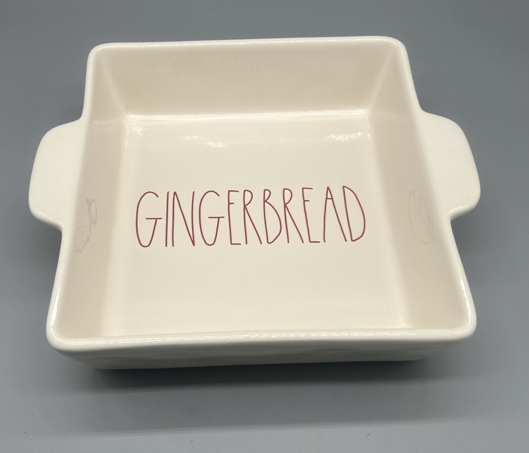 Rae Dunn Gingerbread Baking Dish Square Pan Bake Cake Holiday Christmas New