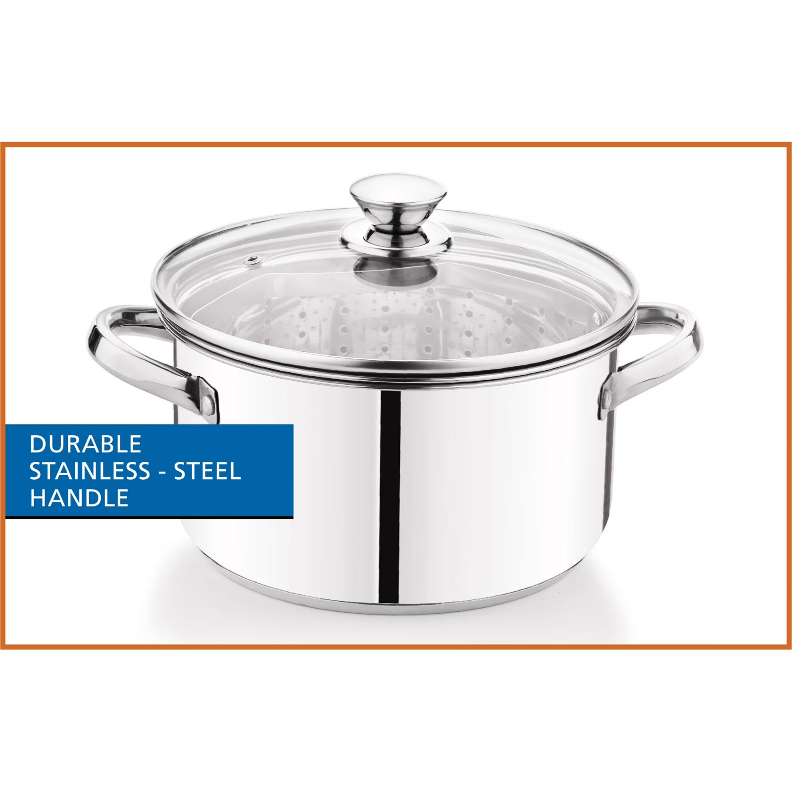 Mainstays Stainless Steel 4-Quart Steamer Pot with Glass Lid, Induction Compatib