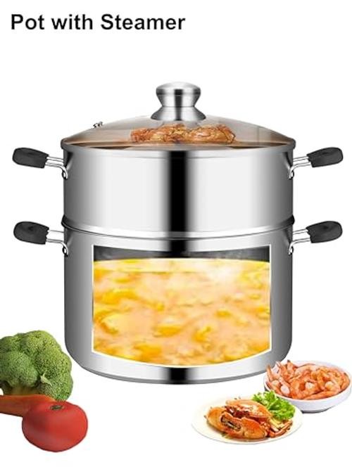 7.1 Inch Small Vegetable Steamer for Cooking, Stainless Steel 2.6 QT/7.1 Inch