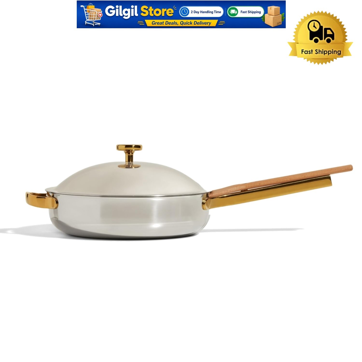Luxurious Gold Titanium Always Pan Pro – 10.6” Nonstick Skillet for All Cooktops