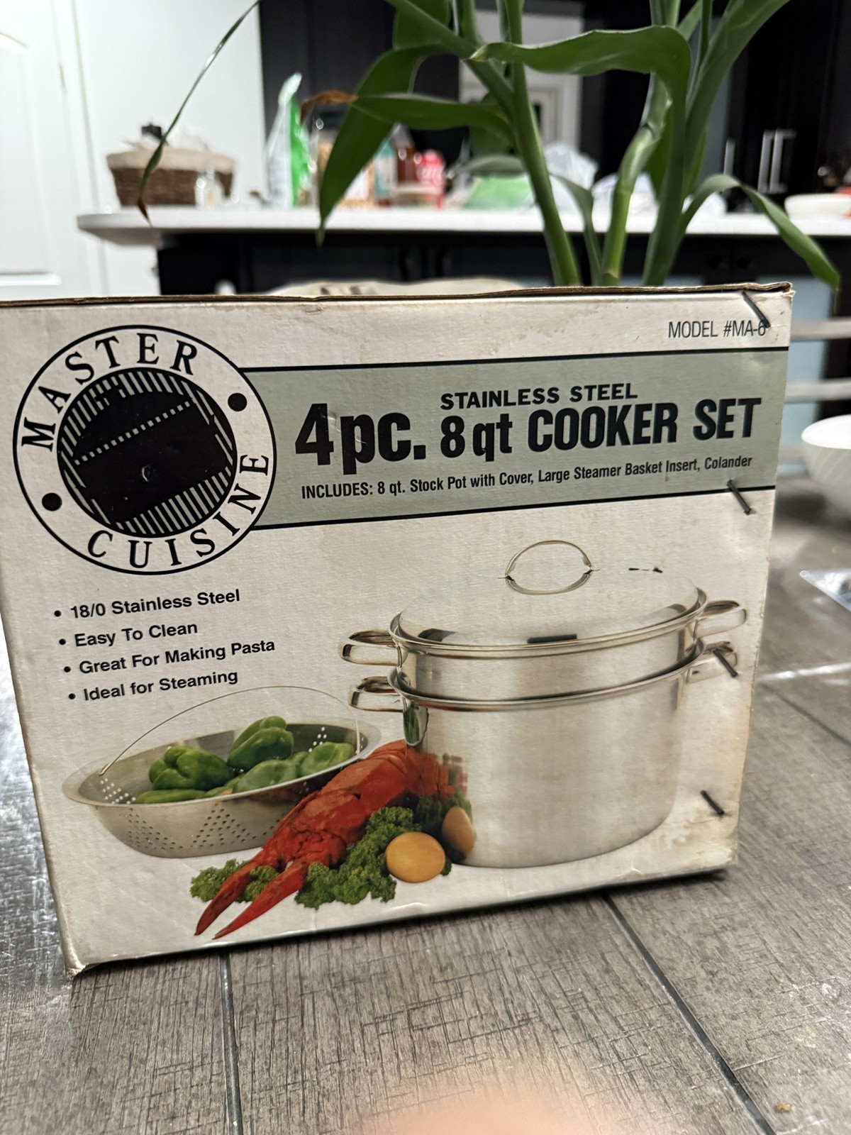 Master Stainless Steel 8 Qt 4 peice Steamer Cooker Blancher Pot Stock NIB
