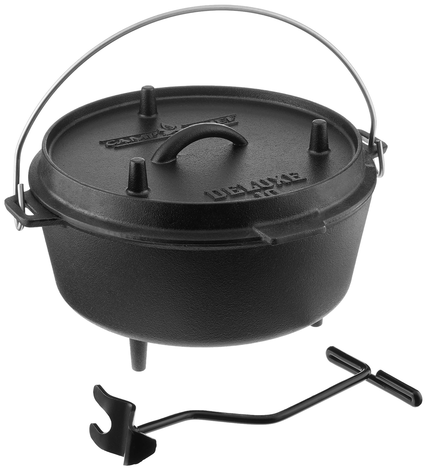 Camp Chef Do10-6 Quart Dutch Oven Pre-Seasoned Cast Iron Lift Tool And Lid Do-10