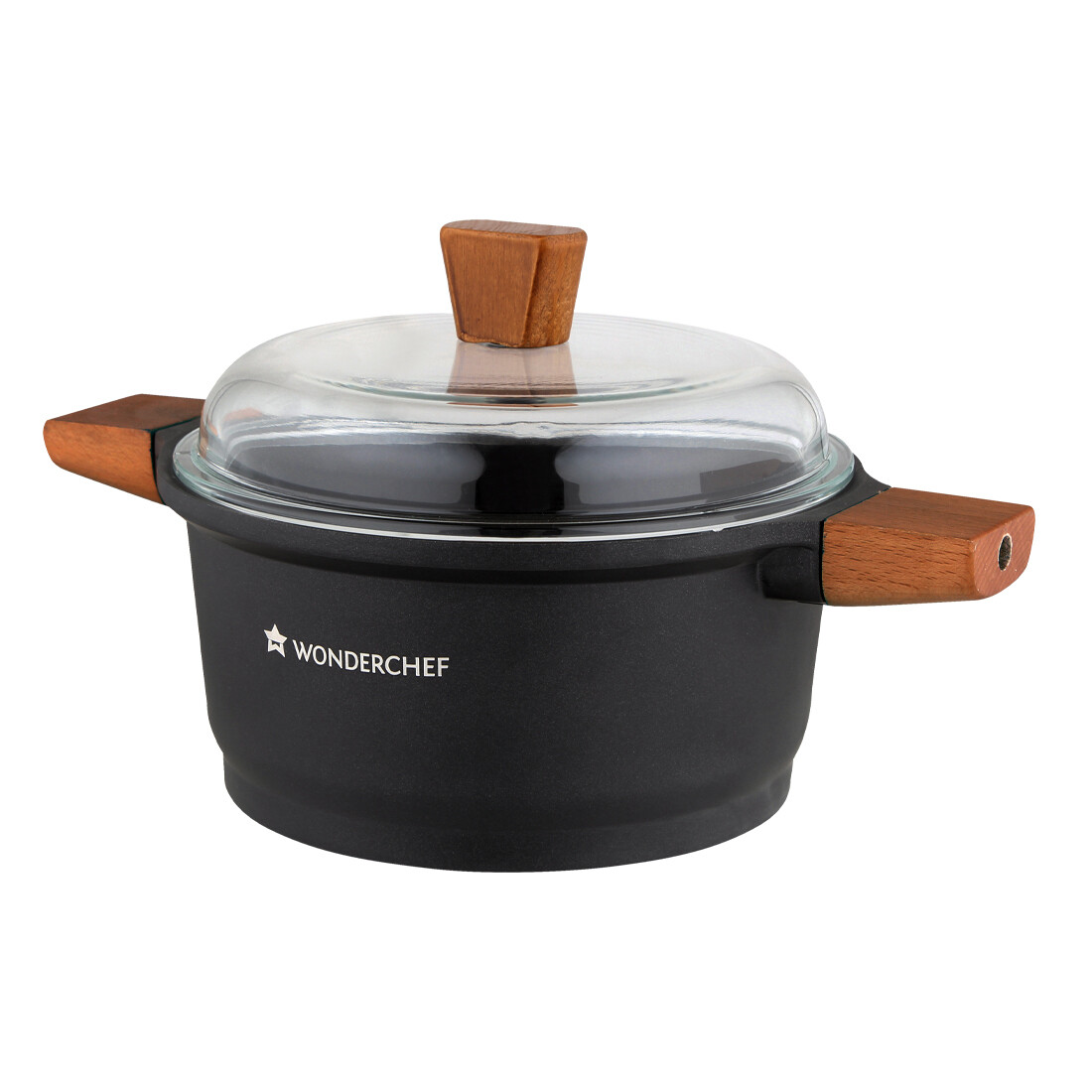 Wonderchef Die Cast Aluminum Casserole with Lid and Wooden Handle, 20cm, 24cm