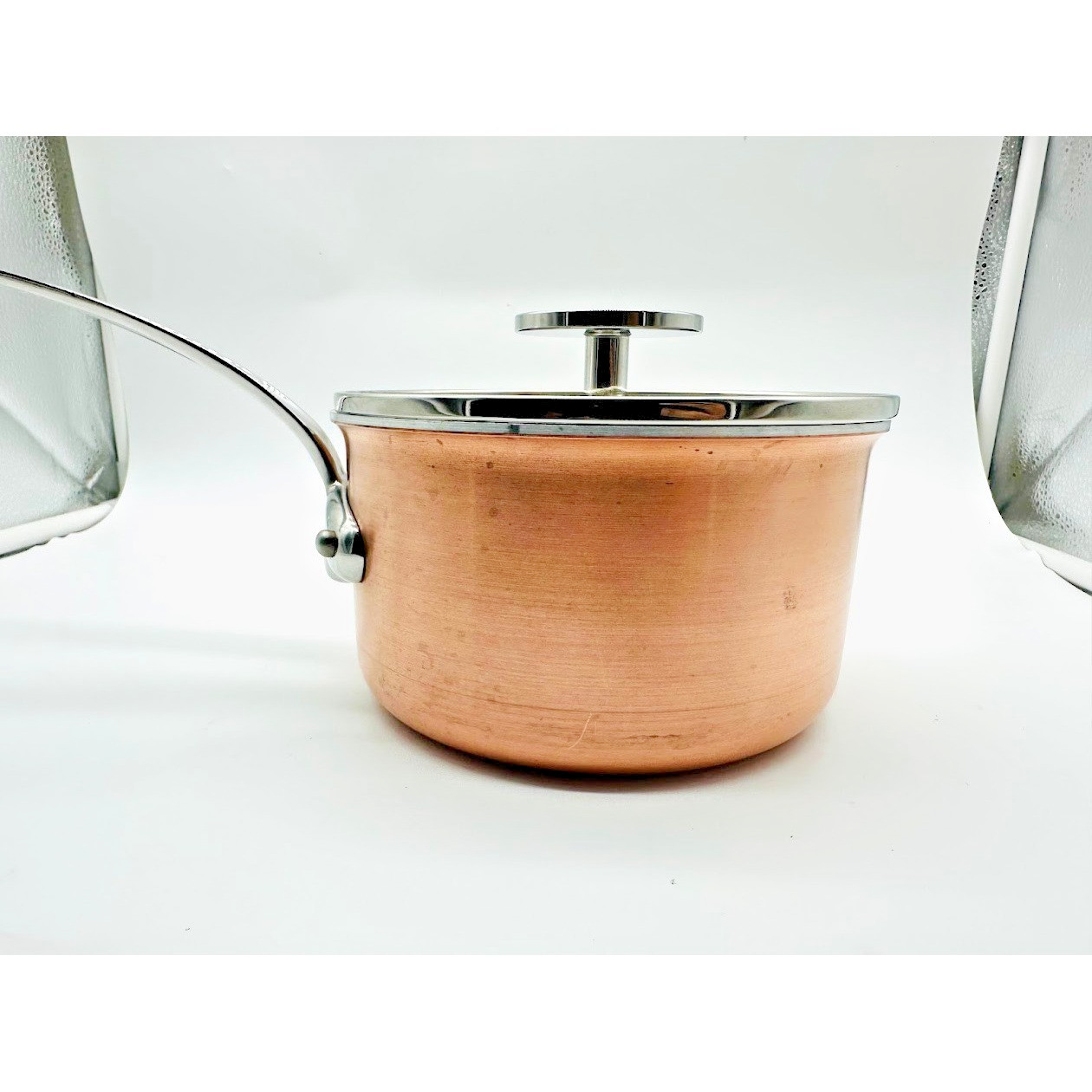 Mauviel 1830 M150S Copper Saucepan with Glass Lid Made in France 1.5mm Stainless