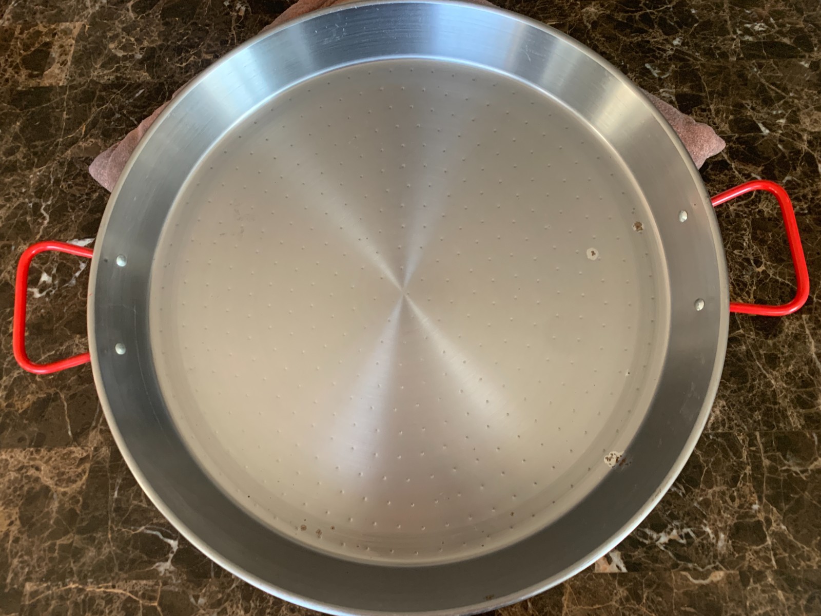 COOKING TOOLS – 18in Garcima Gourmanity Carbon Steel Paella Pan RED HANDLES