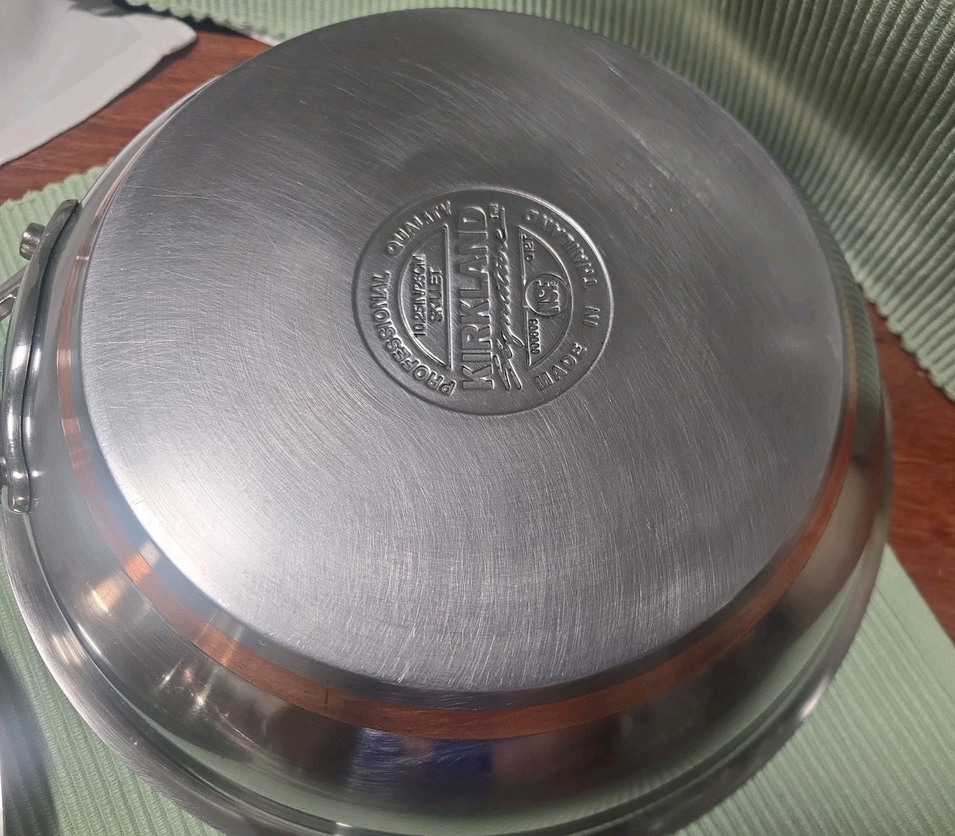 2 Kirkland Signature Cooper Core 10″ 8” Stainless Sauté Pan Skillet, Thailand.