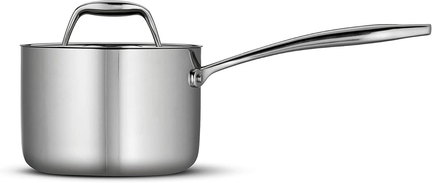 Signature Tri-Ply Clad Stainless Steel 1.5-Quart Sauce Pan with Lid, Inductio…