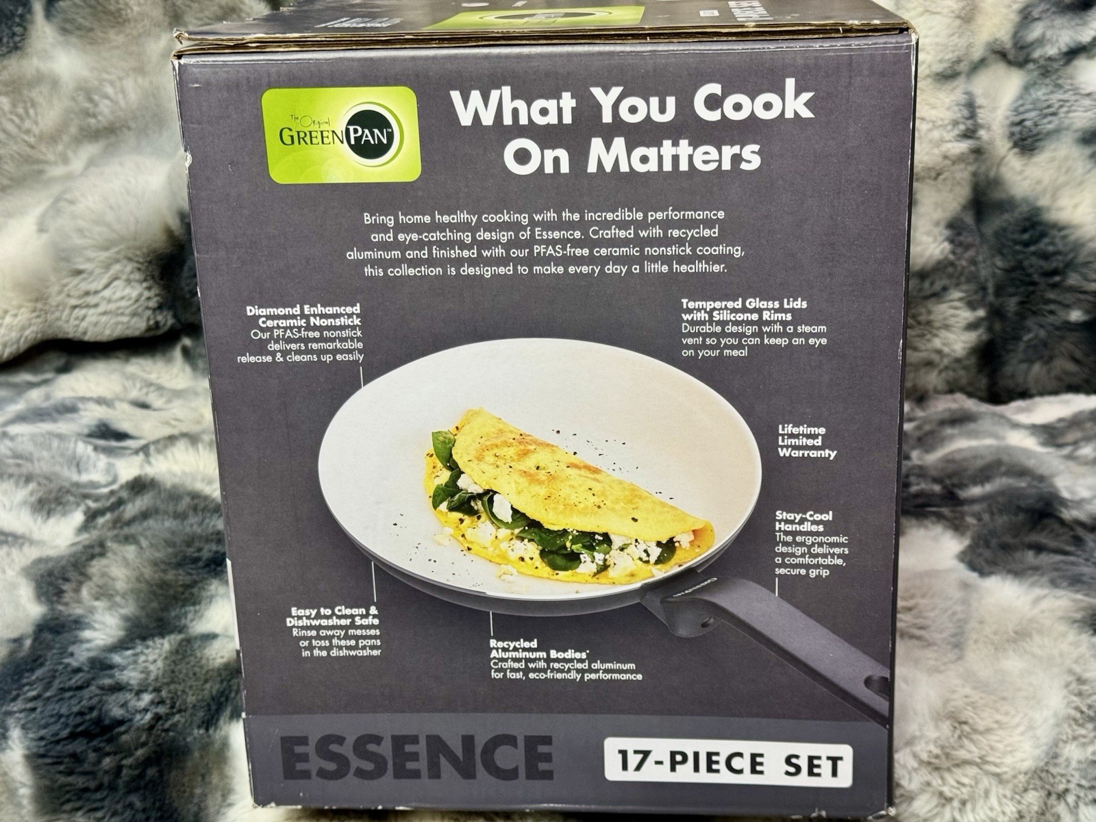 GreenPan Essence 17 Piece Cookware Set Non-Toxic Ceramic Nonstick Pots & Pans