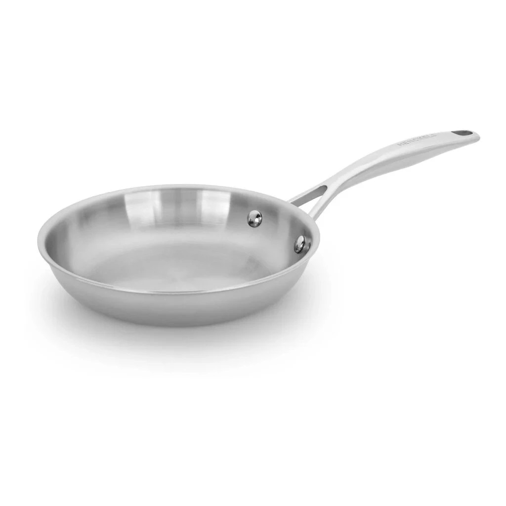 Stainless Steel Premium Triple-Layer 8-in Frying Pan Rapid and Even Heating.