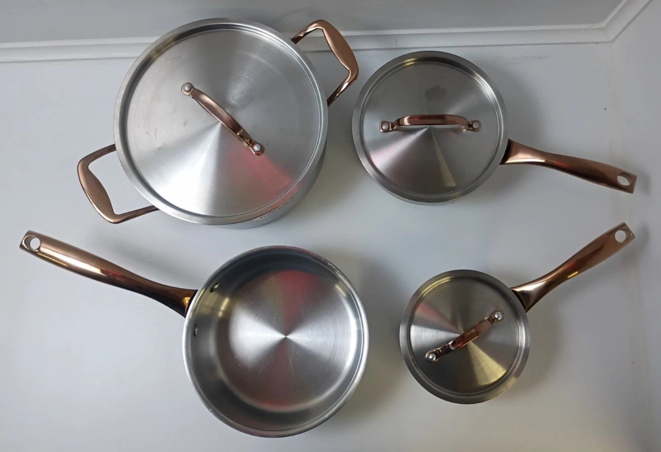 Fleischer & Wolf ES2000 Tri-Ply Stainless Steel Copper Pot & Pan Set 7 Pc
