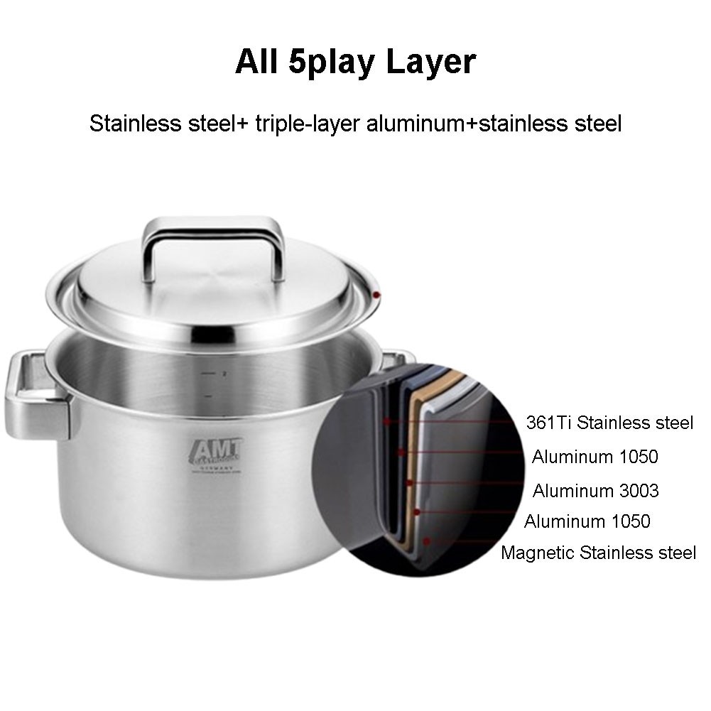 AMT 316TI 5 Layers stainless steel Sharp Pot 3-piece set 6.3in(16cm)+7