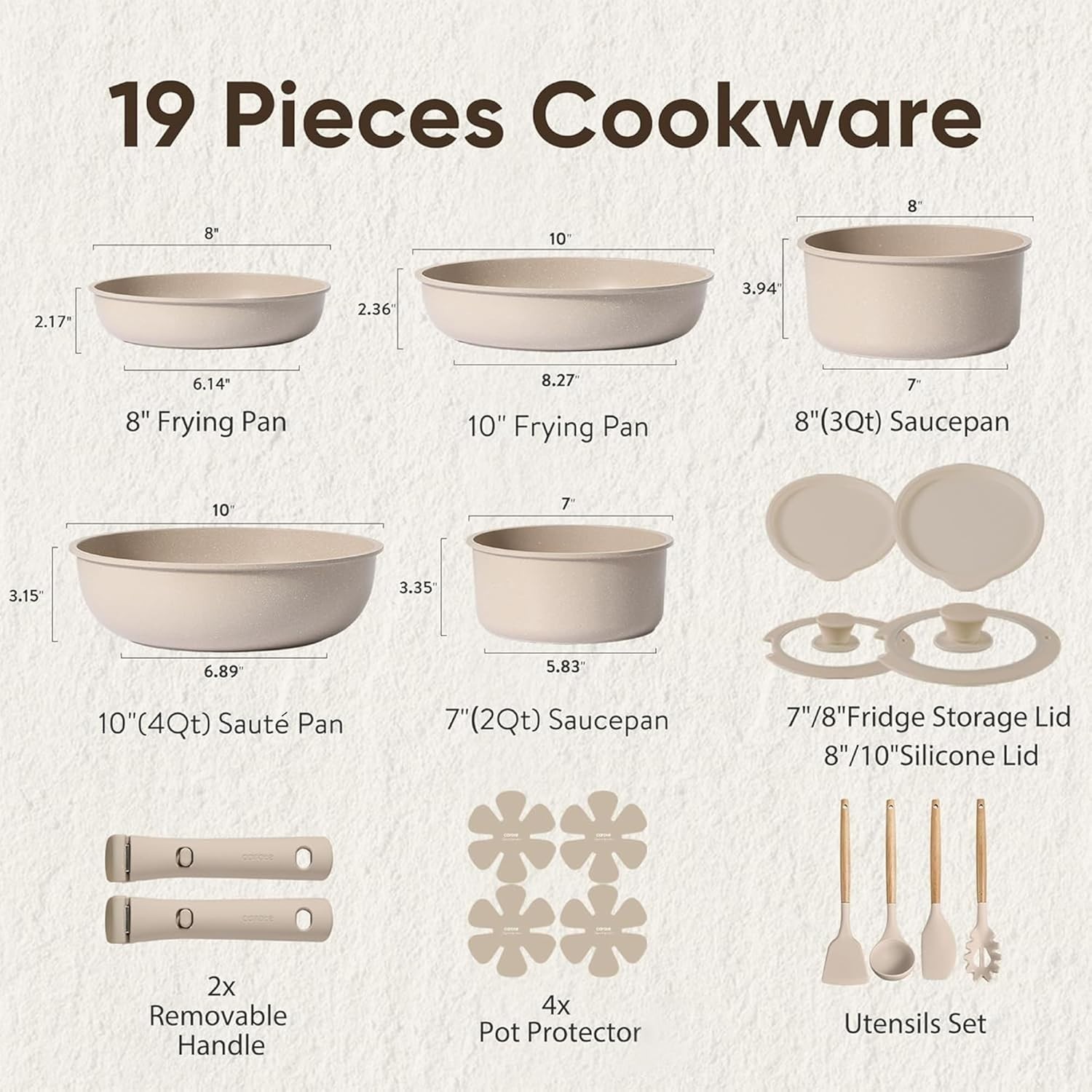Compact 19-Piece Nonstick Cookware Collection