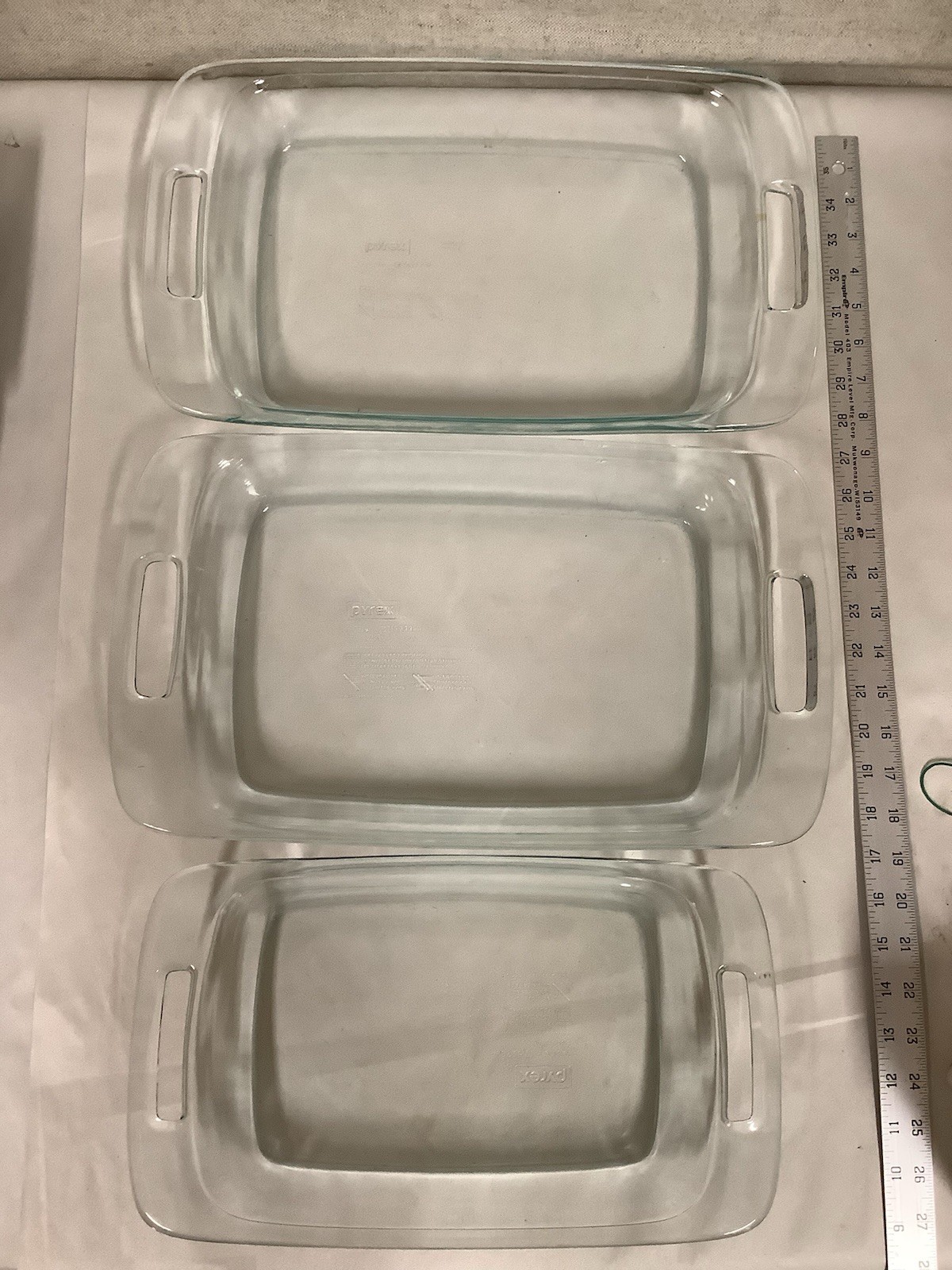 Pyrex Glass Open Handle Cooking Ware Estate Lot Of Three Pieces