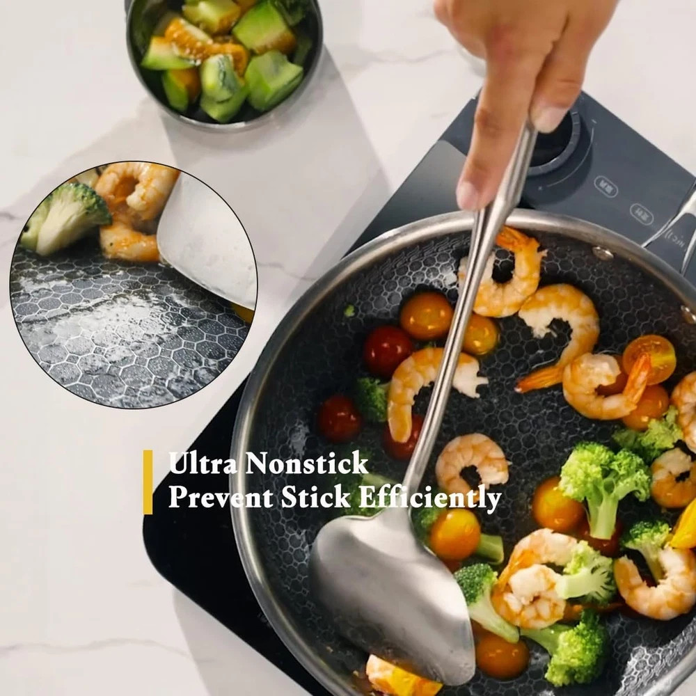 6-Piece Frying Pan Set, 8, 10 and 12 Inch Frying Pans, Hybrid Nonstick 18/10 Sta
