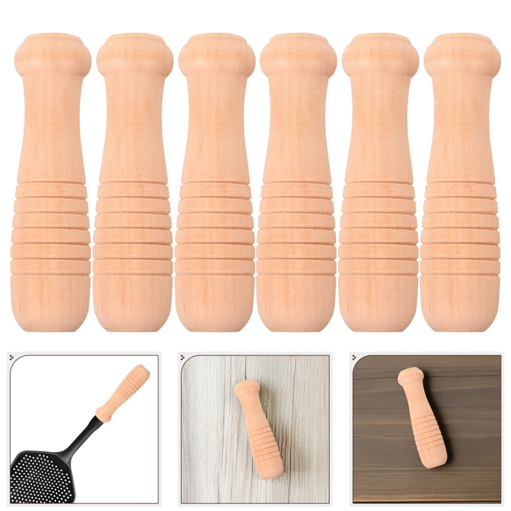 8Pcs Reusable Wood Handles for Wok Pot Pan Replacement with Hanging Hole Decor