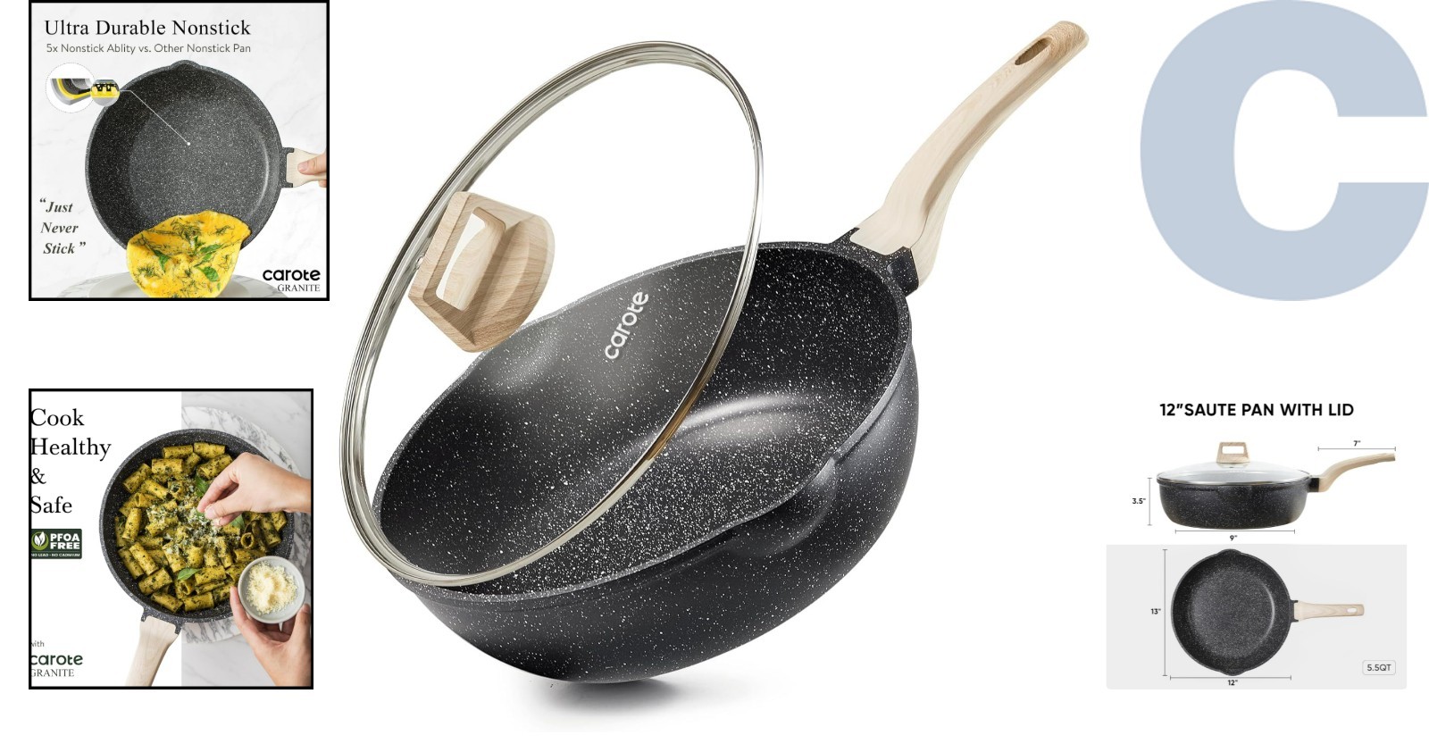 Classic Granite 12-Inch Jumbo Cooker with Lid – Induction & Stovetop Compatible