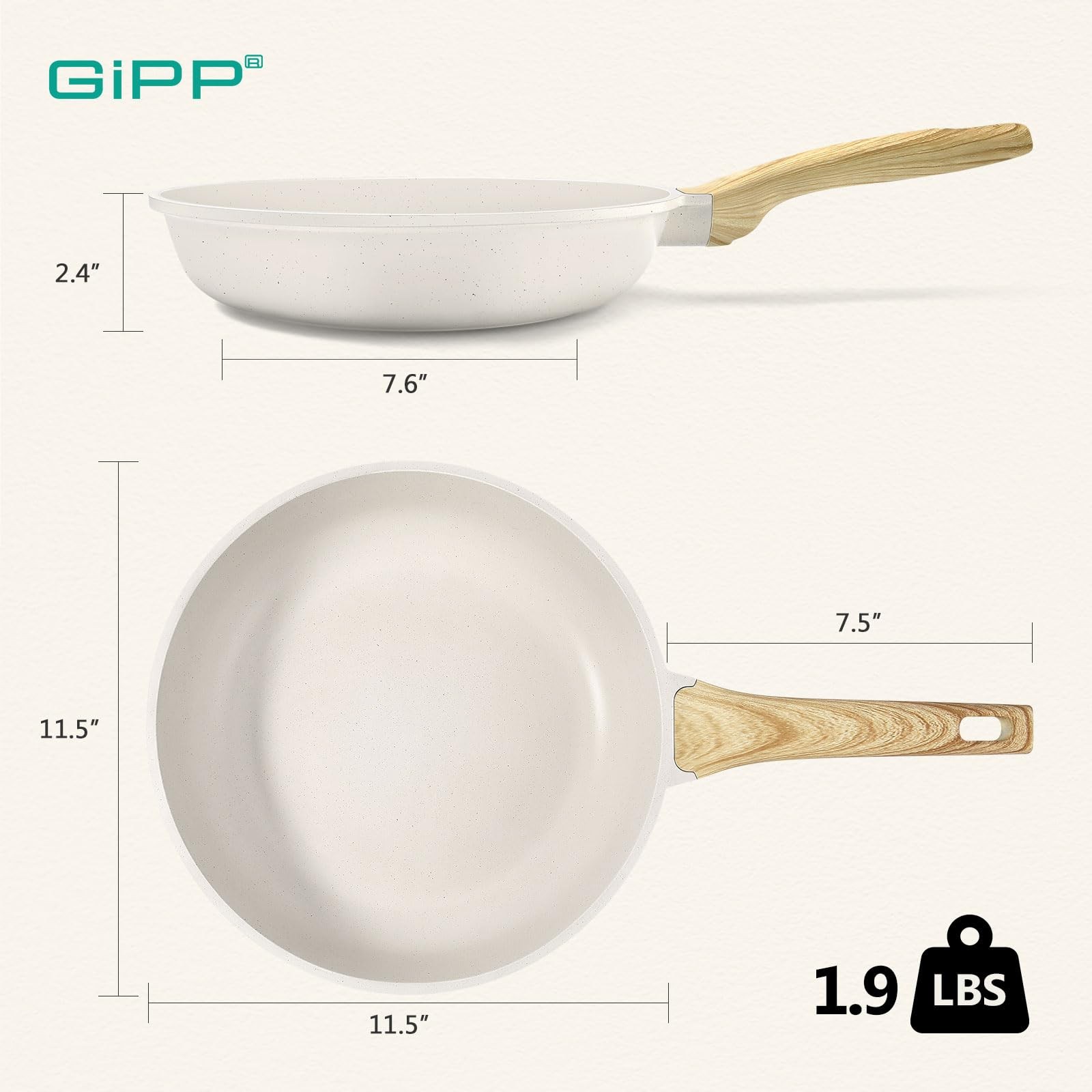 11 Inch White Granite Nonstick Frying Pan Skillet Omelette HeatResistant