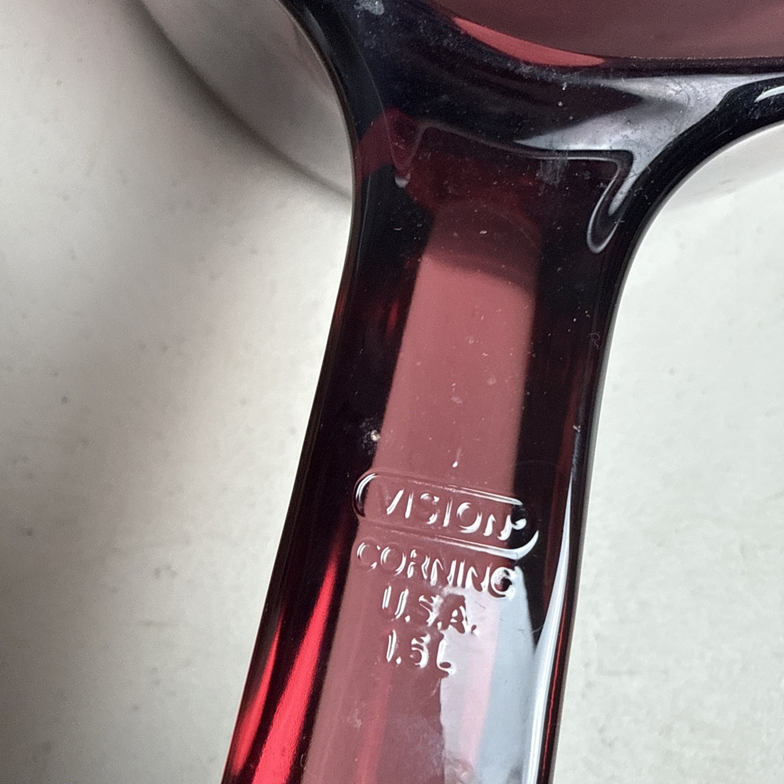 Vintage Pyrex Visions Cranberry Corning Corelle 1.5L Double Boiler w Insert Lid