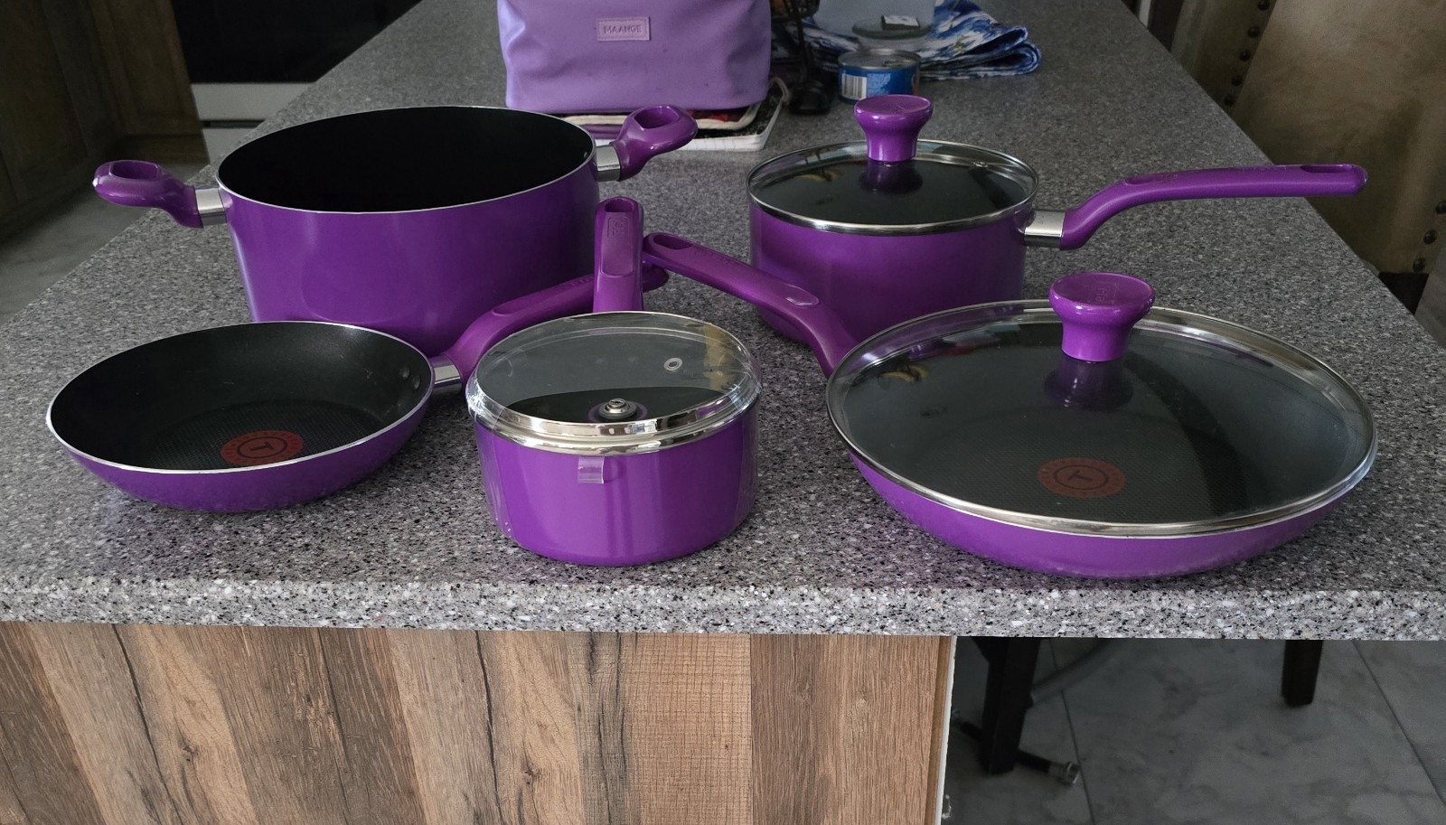 Purple T Fal 8 Piece Cookware Set