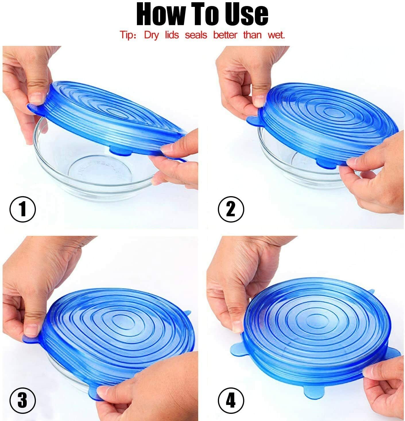 Silicone Stretch Lids, 12 Pack of Silicone Food Covers, BPA Free and Expandable