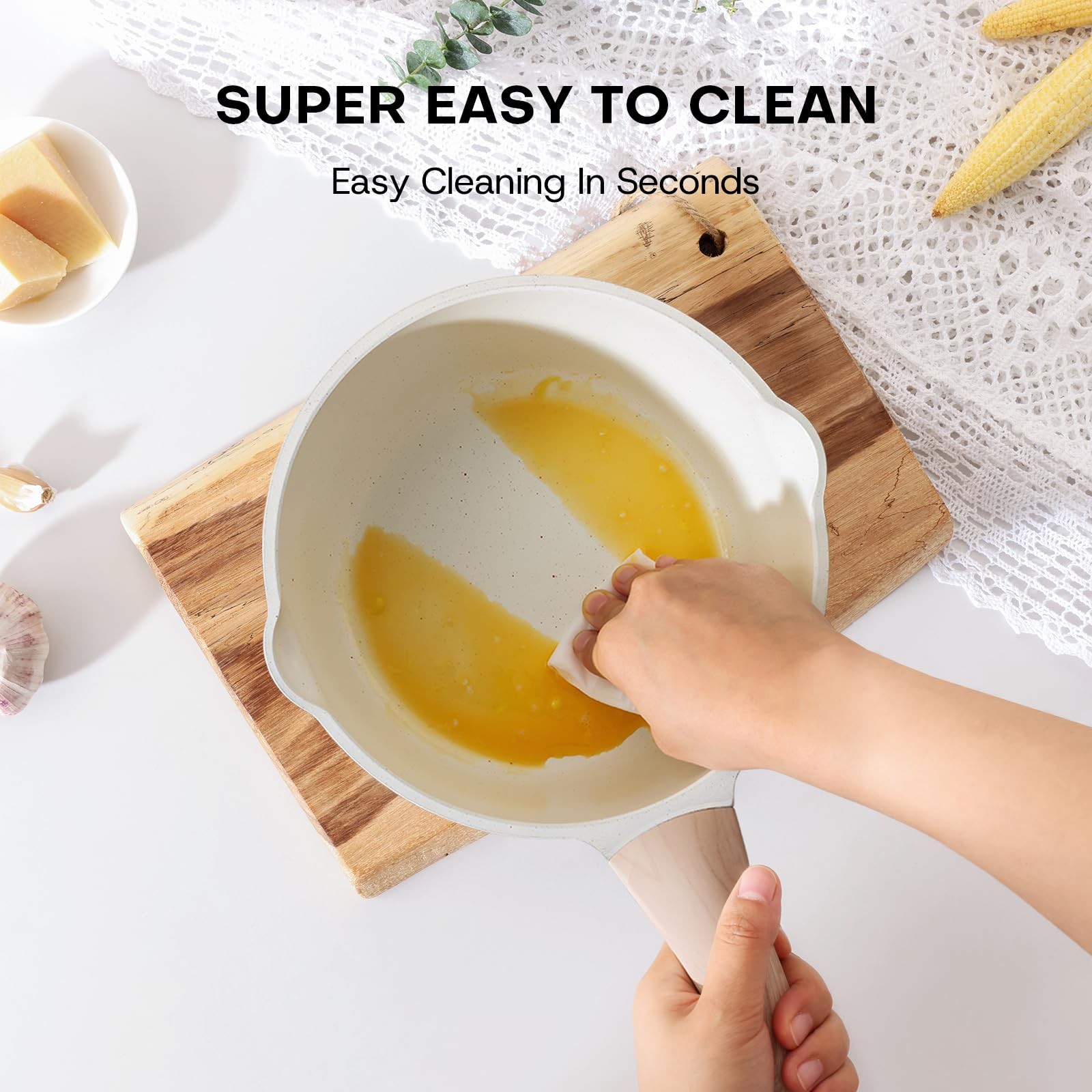 Kordisen Sauce Pan Set with Lid, 1.5Qt & 2.5 Qt Nonstick Cooking Pots with Pour