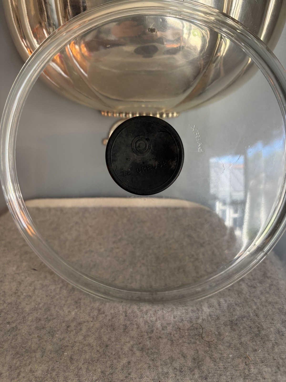 Le Creuset Pyrex 10 Inch Clear Glass Lid Black Knob