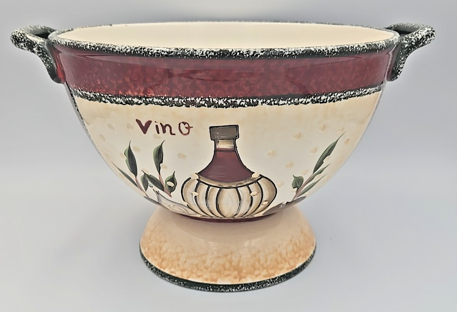 Parini Colander/Strainer Ceramic with Beautiful Colors a Taste of Tuscany Olive