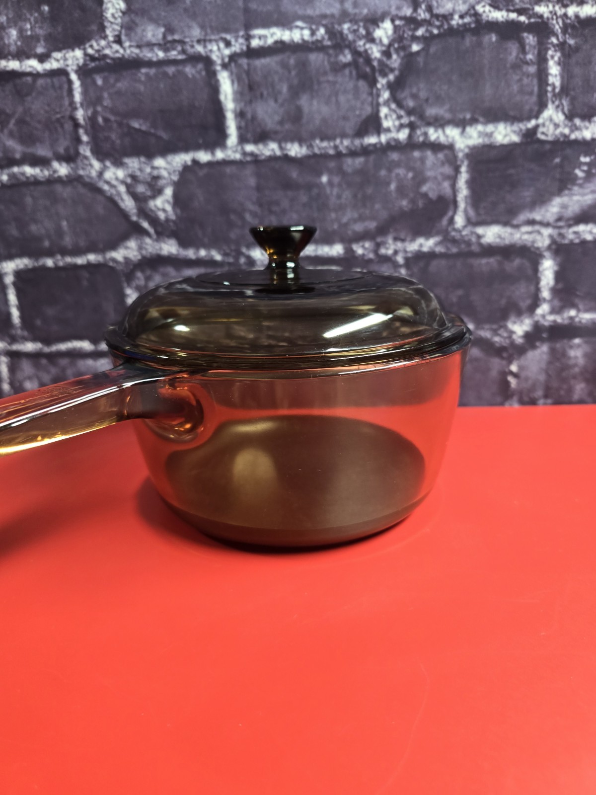 Corning Ware Visions 1.5L Amber Pan Pot with Lid USA Non Stick Vintage